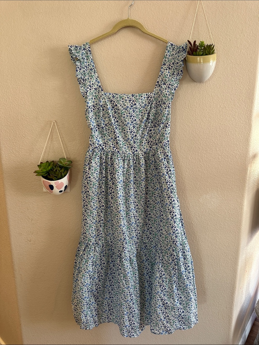 J.Crew Open Back Apron Floral Midi Cotton Vintage Ruffle Dress 10